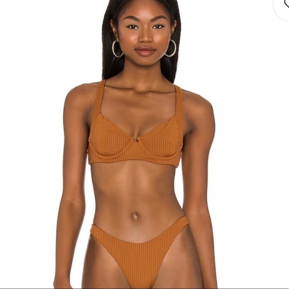 NWOT Vitamin A Demi bikini top chai brown eco ribbed fabric 14017 - Picture 3 of 12